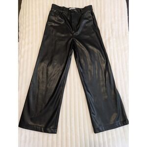 Magnolia Boutique Black Vegan Leather Wide Leg Pants Trousers Size Small S